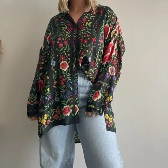 Johnny Was Emby 100% Silk Silk Floral Top - Picture 15 of 15
